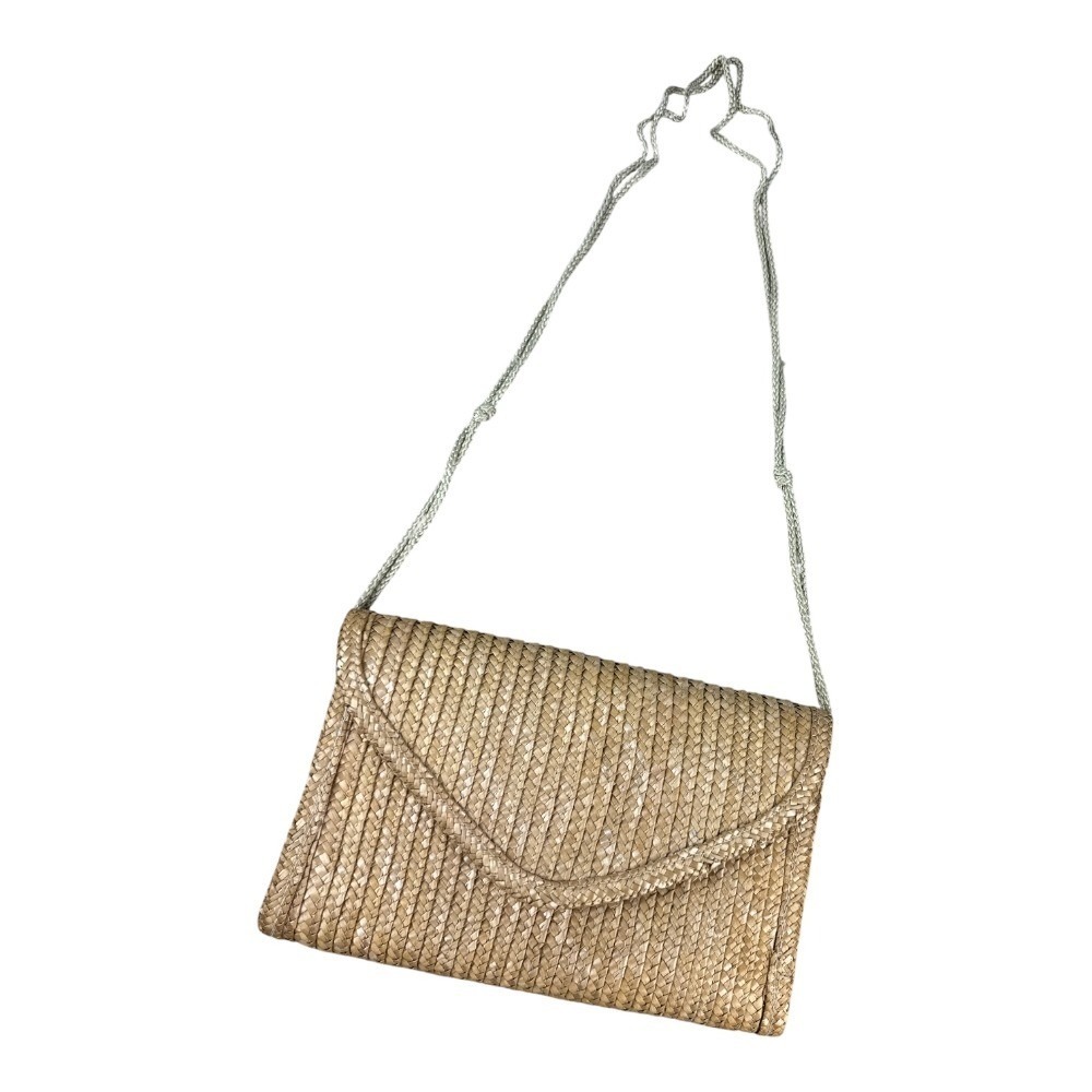 Vintage Woven Straw Crossbody Bag Tan Envelope Flap Boho Summer Hong Kong